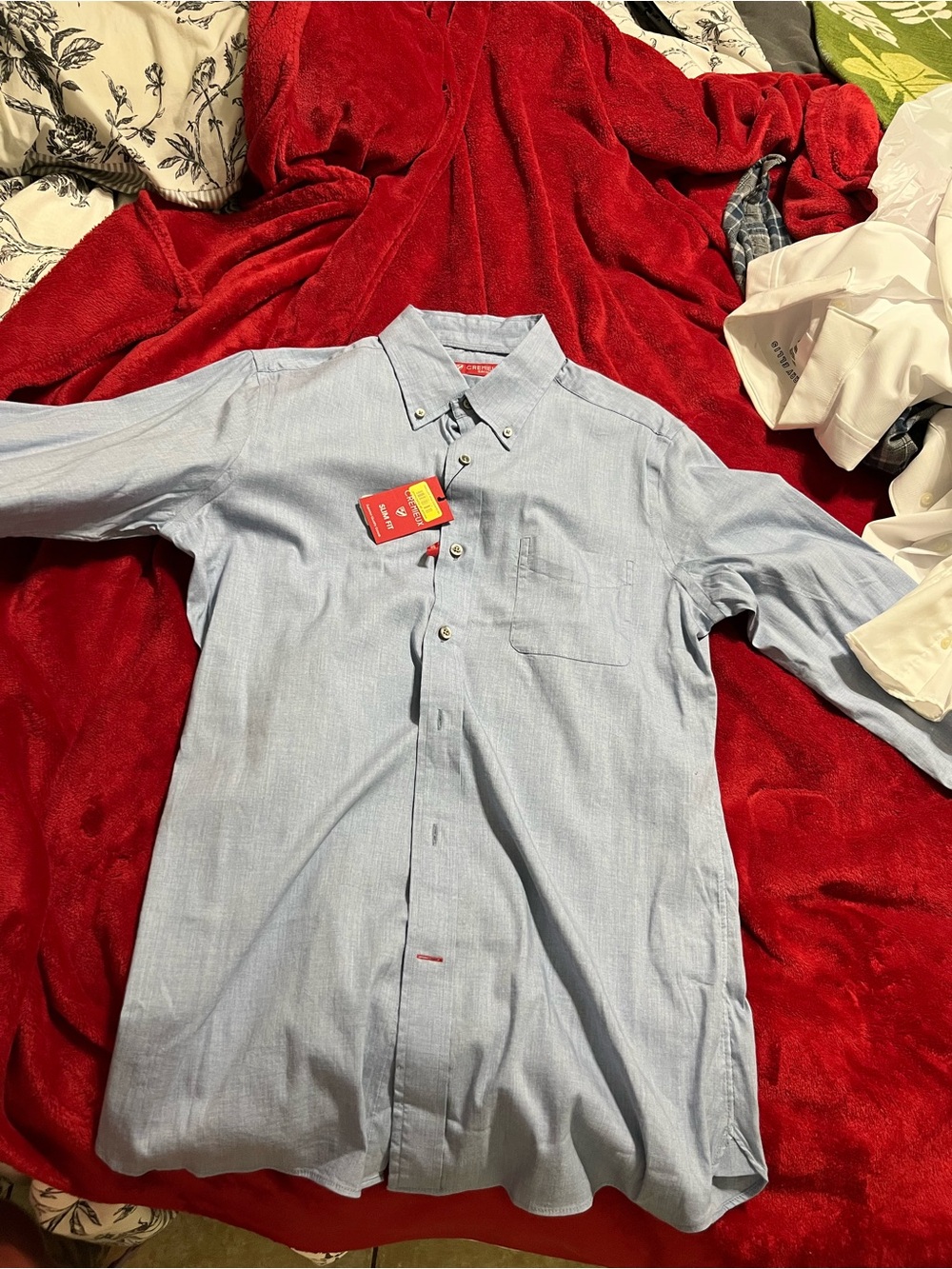 Daniel Cremieux Light Blue Mens Button-Down Shirt with Chest Pocket